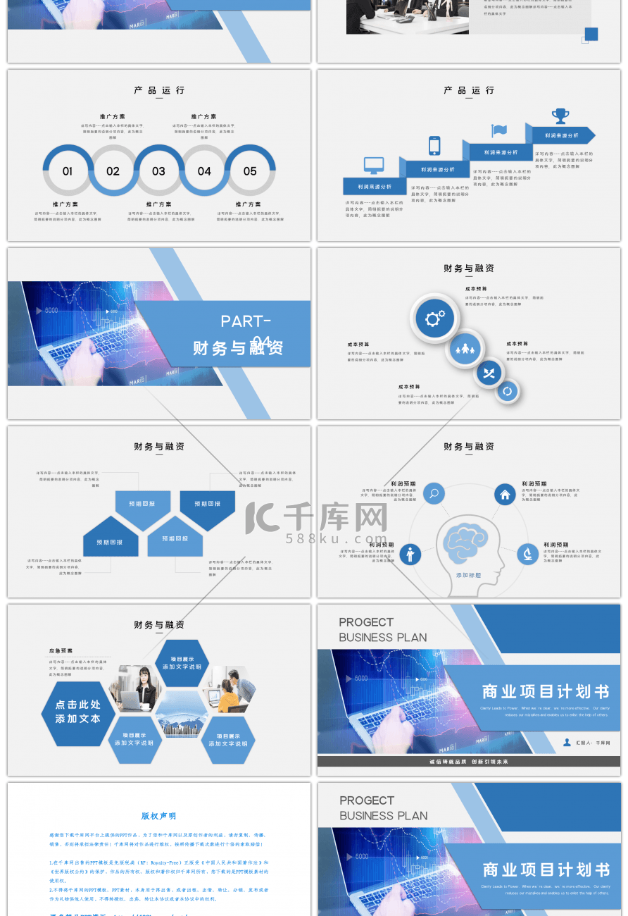 蓝色大气商务商业项目计划书PPT模板