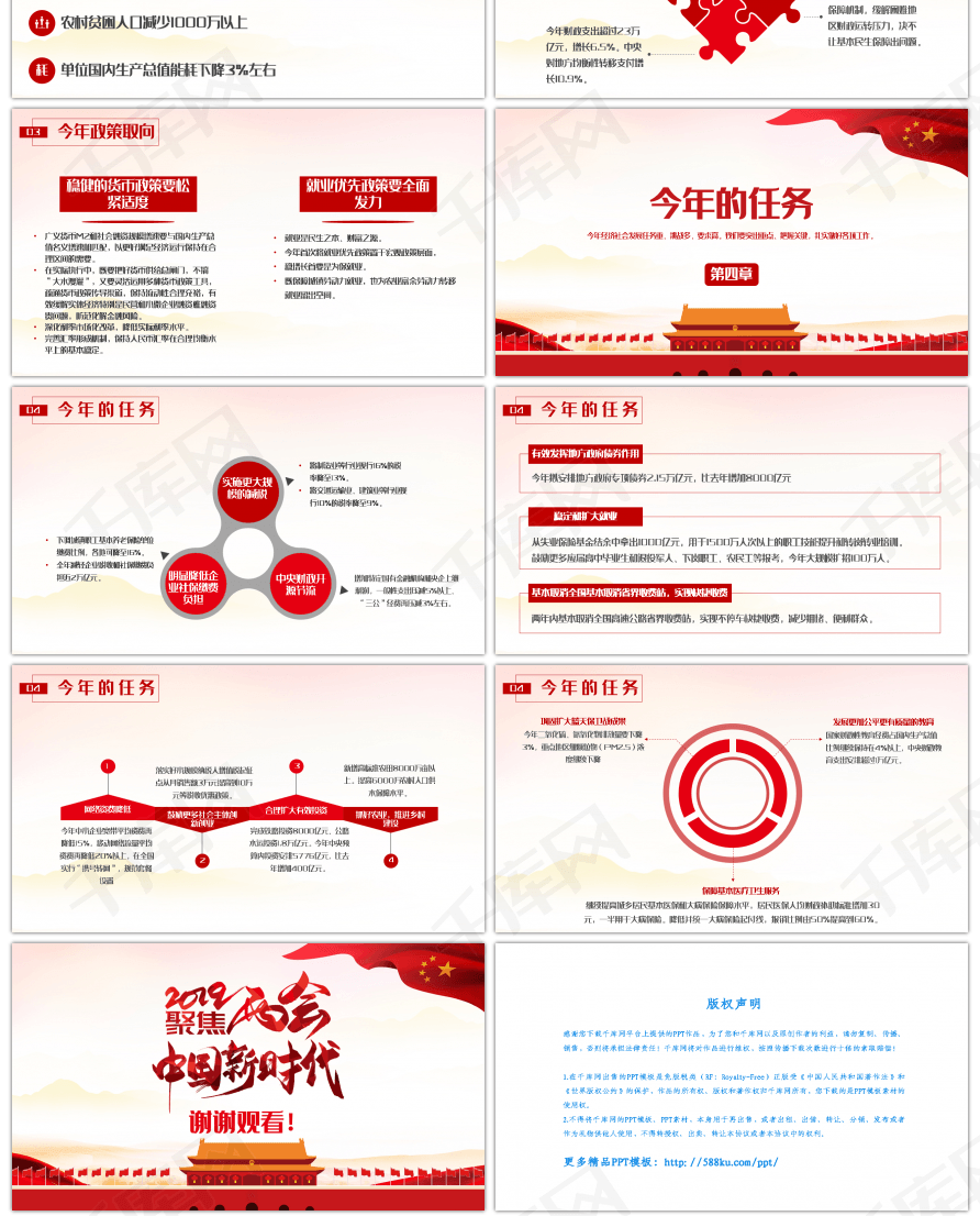 2019红色两会政府工作汇报解读PPT