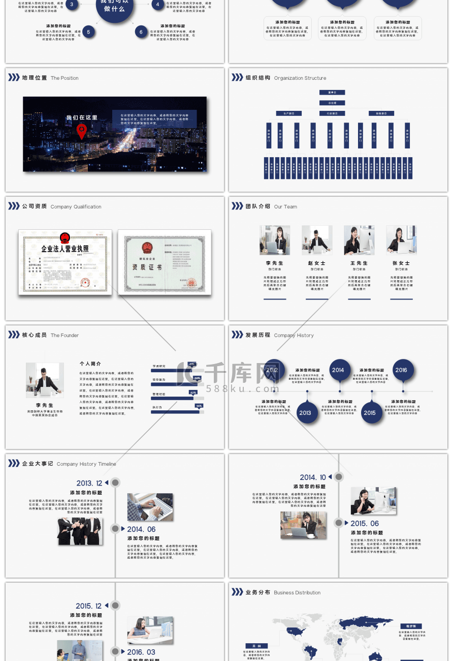 蓝色大气商务公司介绍通用PPT模板