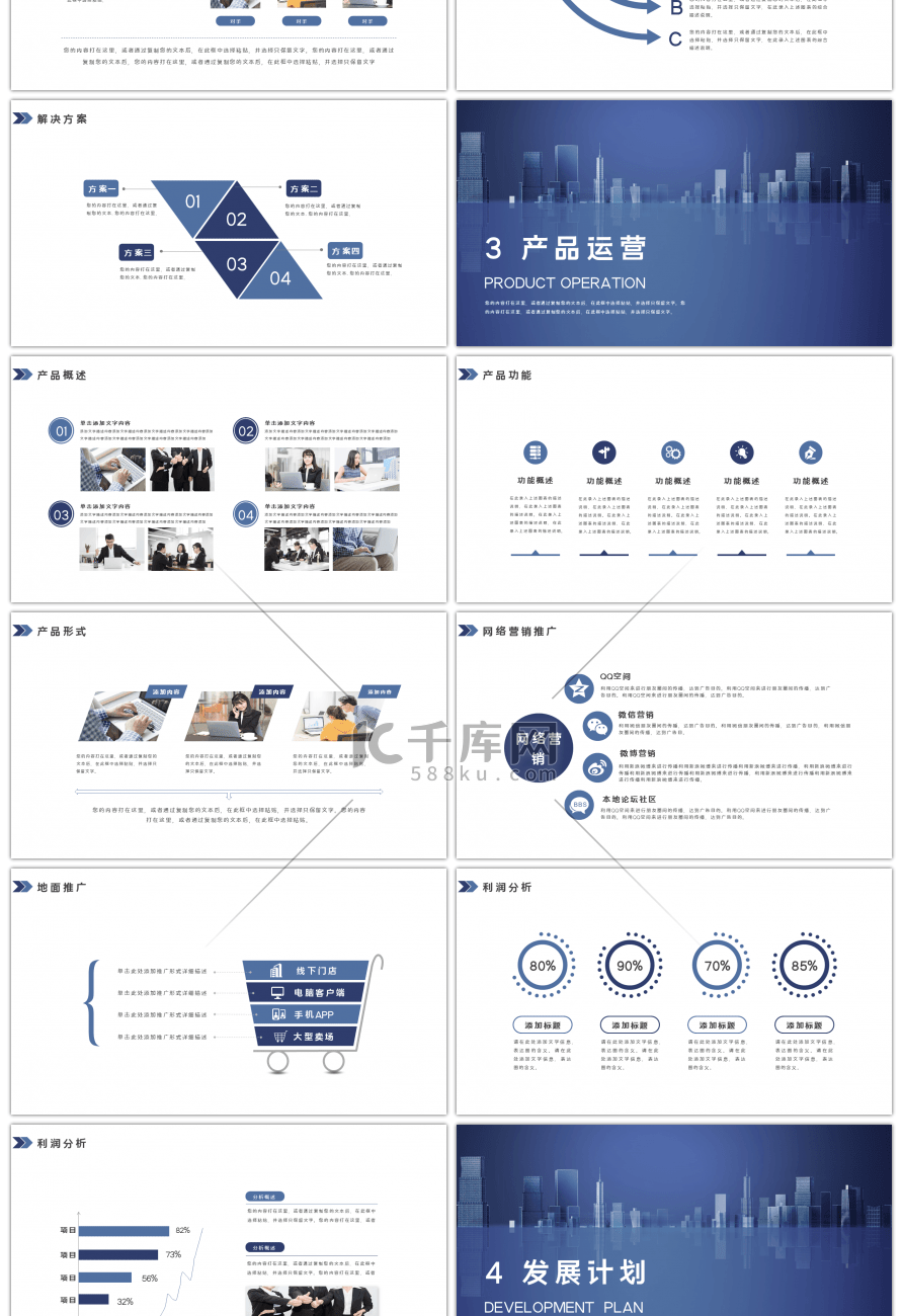 蓝色大气商业计划书ppt模板