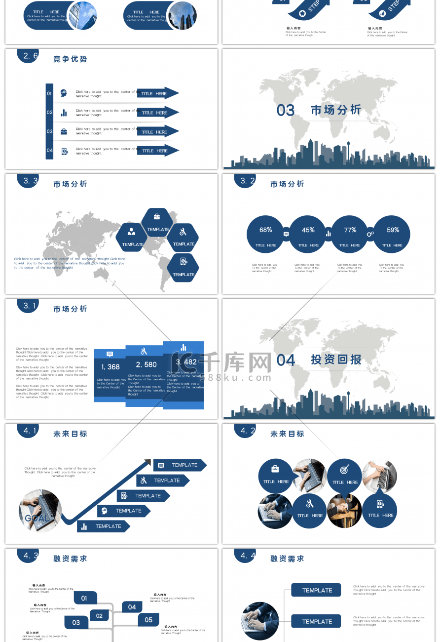 蓝色简约项目介绍商业计划书PPT模板