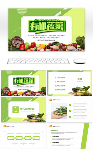绿色清新有机蔬菜产品介绍PPT模板