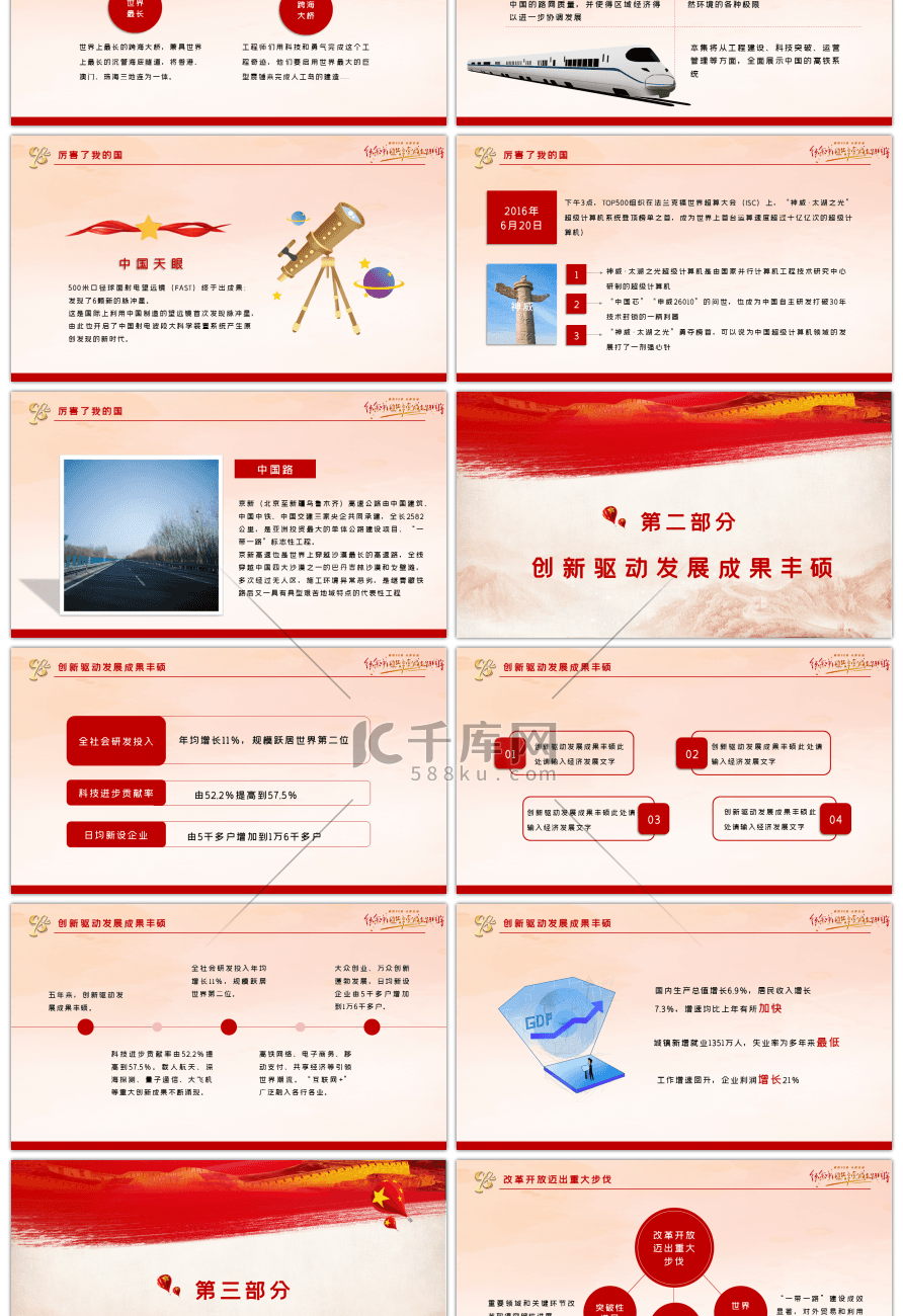 我的祖国喜迎建党98周年PPT模板