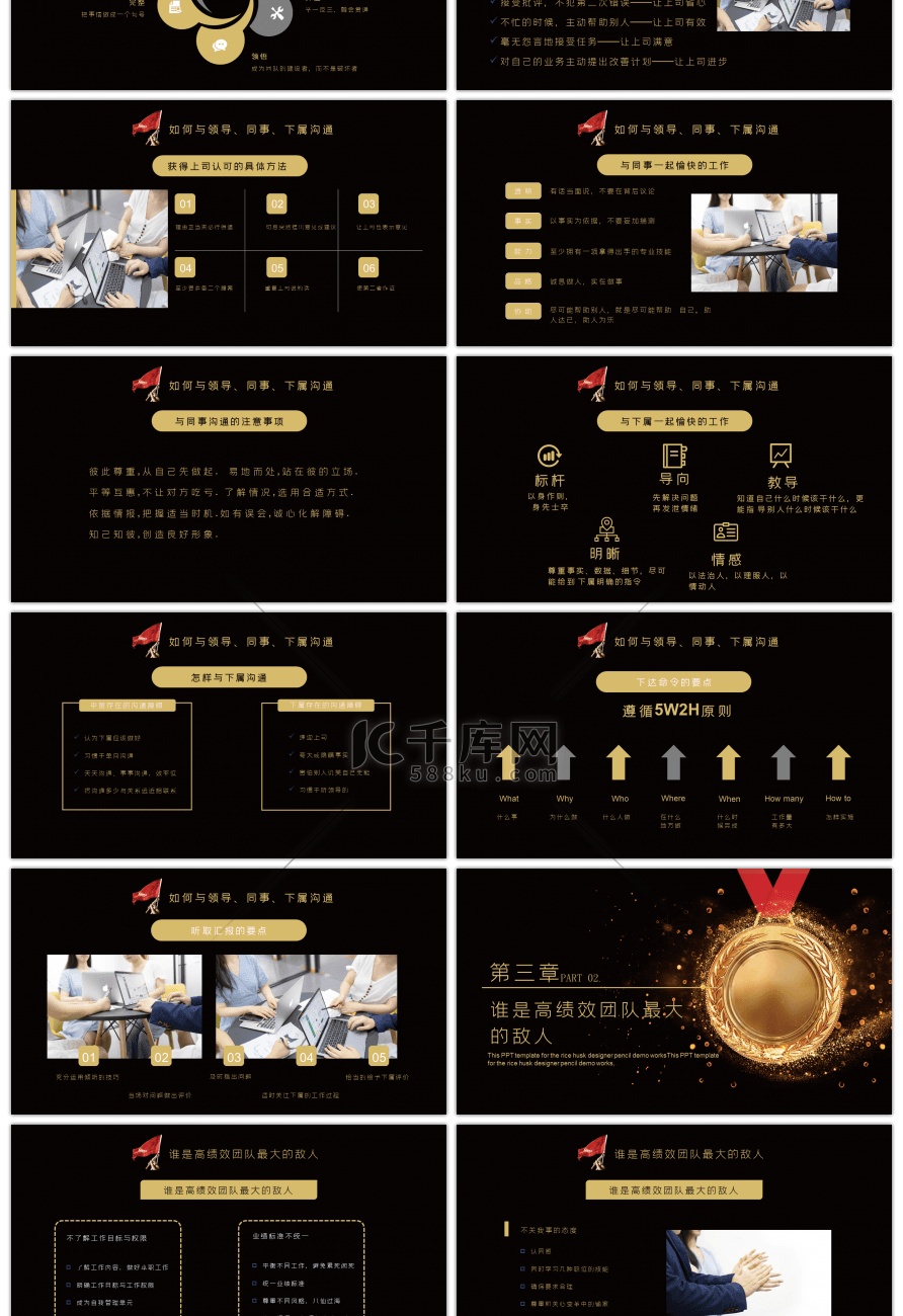 商务金牌团队凝聚力团队精神培训PPT模板