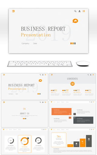 橙色系欧美极简商业项目计划书PPT模板
