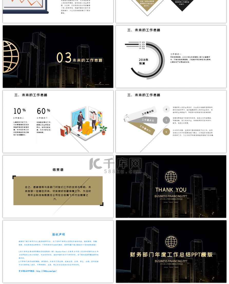 大气黑金商务财务工作总结PPT模板