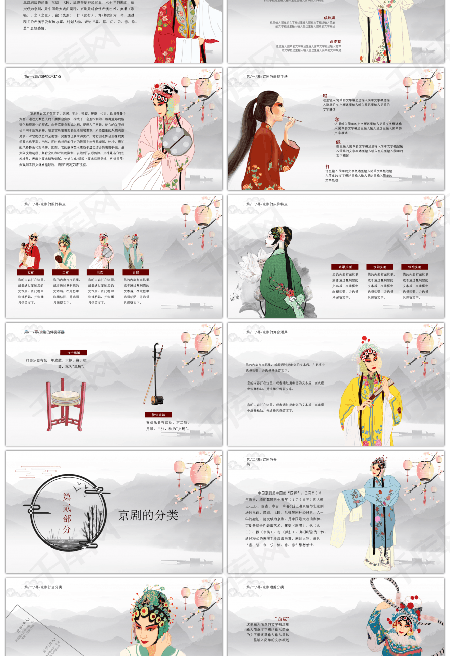 唯美中国风国粹京剧脸谱戏曲ppt模板