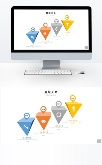 
单页PPT模板_多彩微粒体层级关系单页PPT图表