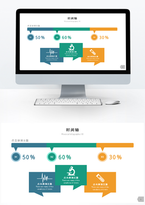 多彩简约时间轴单页PPT图表