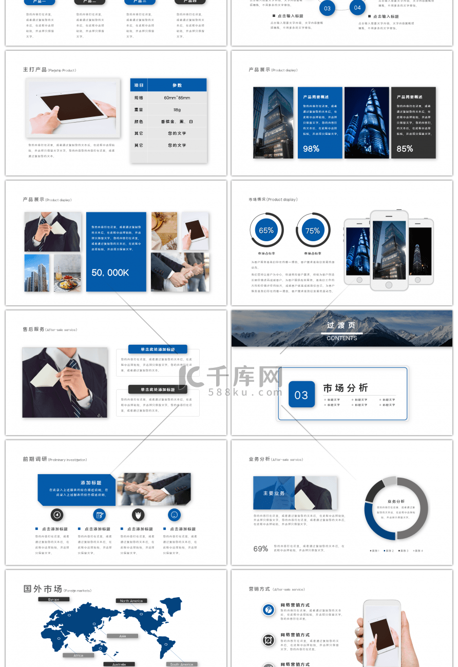 蓝色商务企业介绍宣传PPT模板