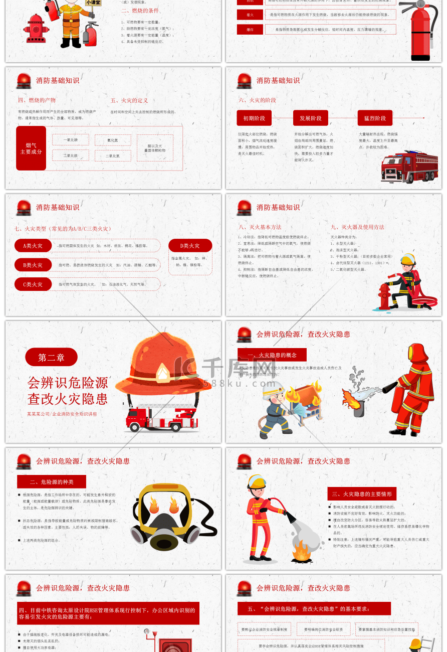 卡通消防队青年消防安全课程培训PPT模板