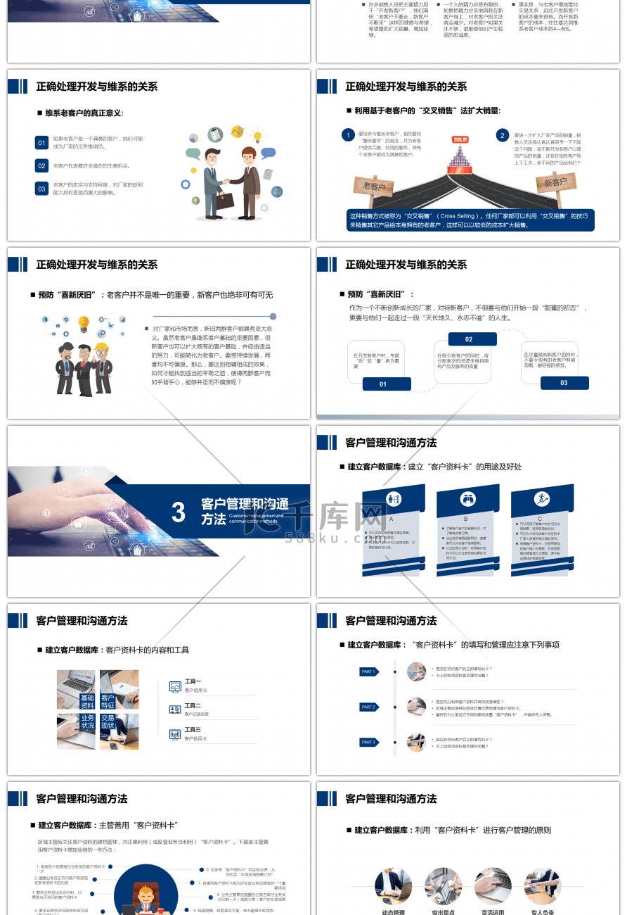 蓝色商务客户管理技巧企业培训PPT模板