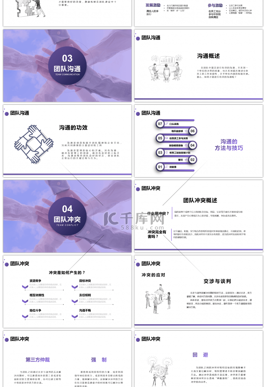 紫色渐变团队精神团队建设与管理PPT模板