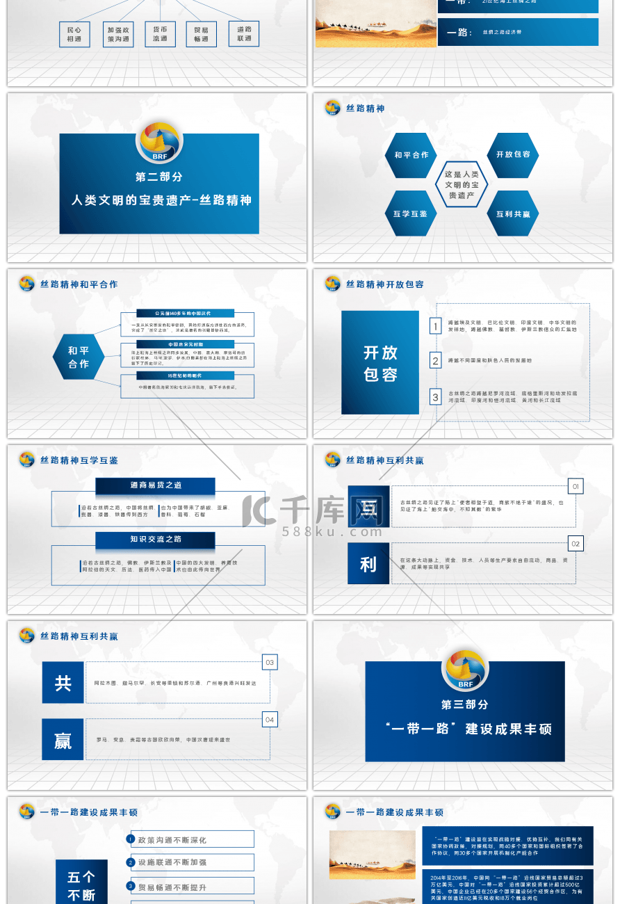 蓝色商务一带一路国际合作高峰论坛PPT模