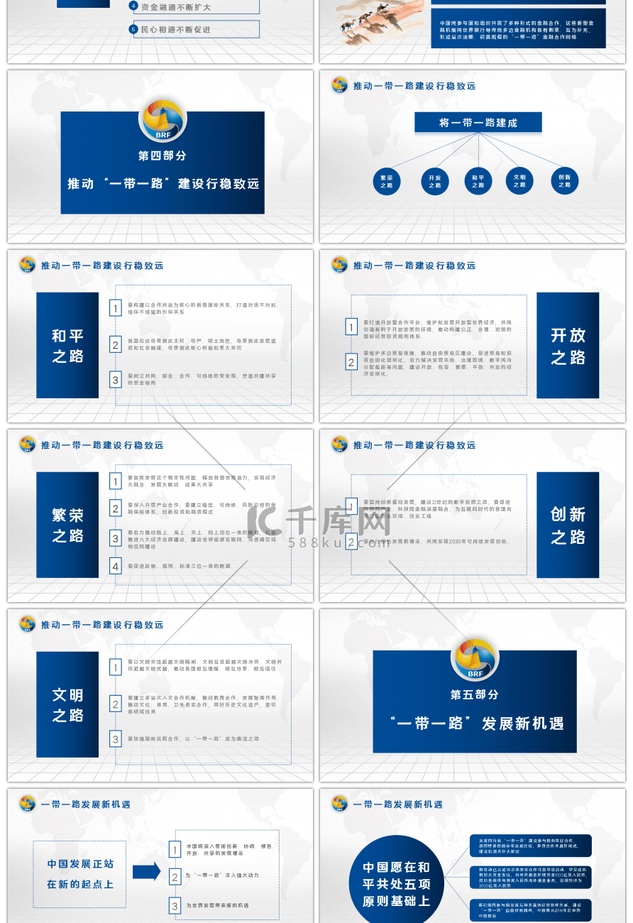 蓝色商务一带一路国际合作高峰论坛PPT模