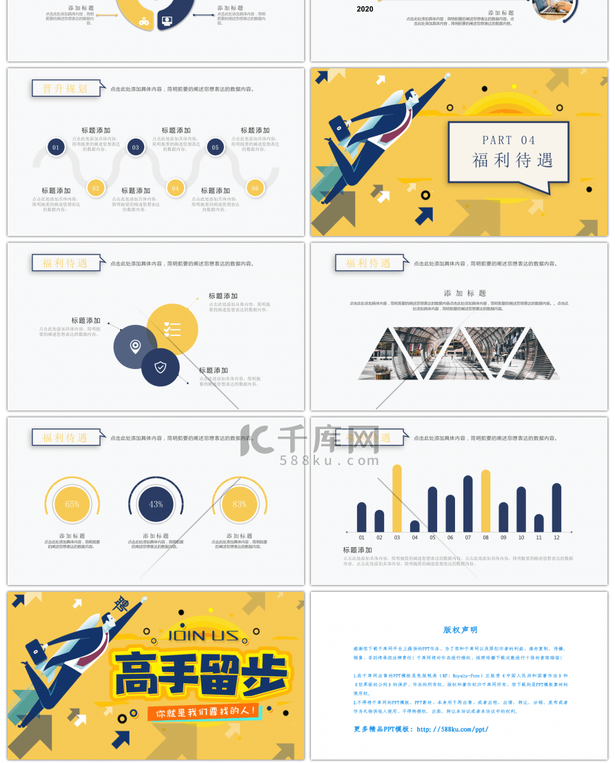 黄蓝色企业公司招聘宣传PPT模板