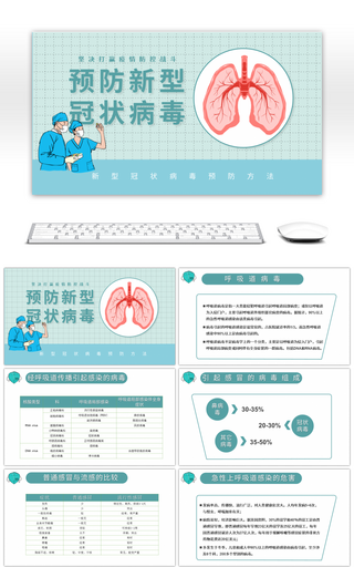 绿色系预防新型冠状病毒方法PPT模板