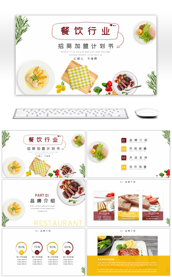 餐饮计划书PPT模板_黄色时尚创意餐饮行业招商计划书PPT模板