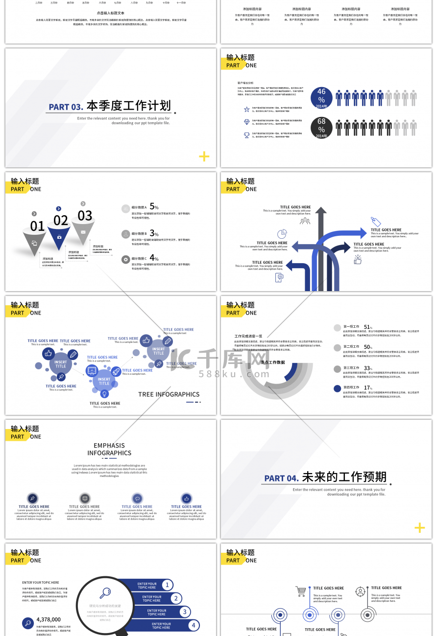 蓝色简约工作汇报PPT模板