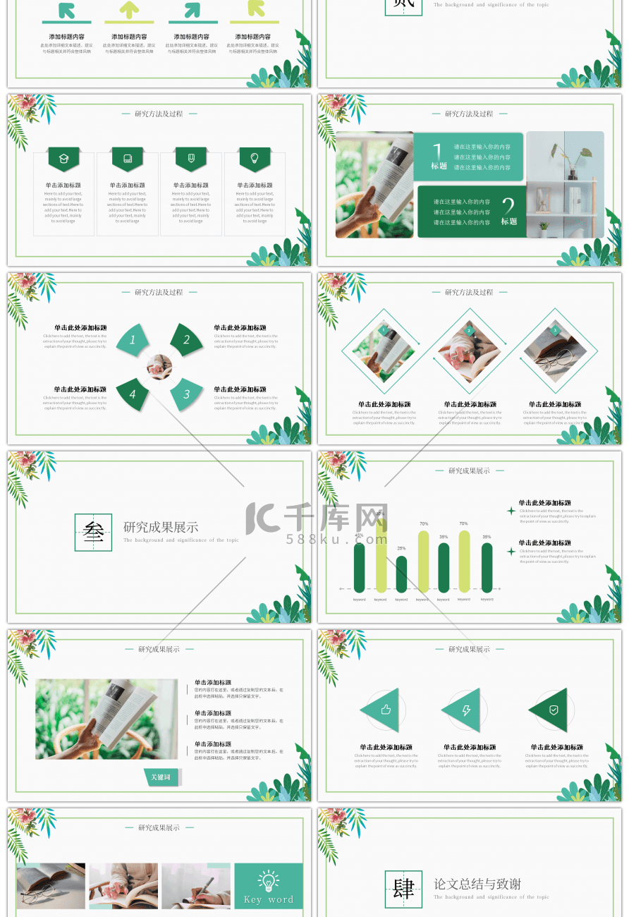 简约小清新工作总结汇报PPT模板