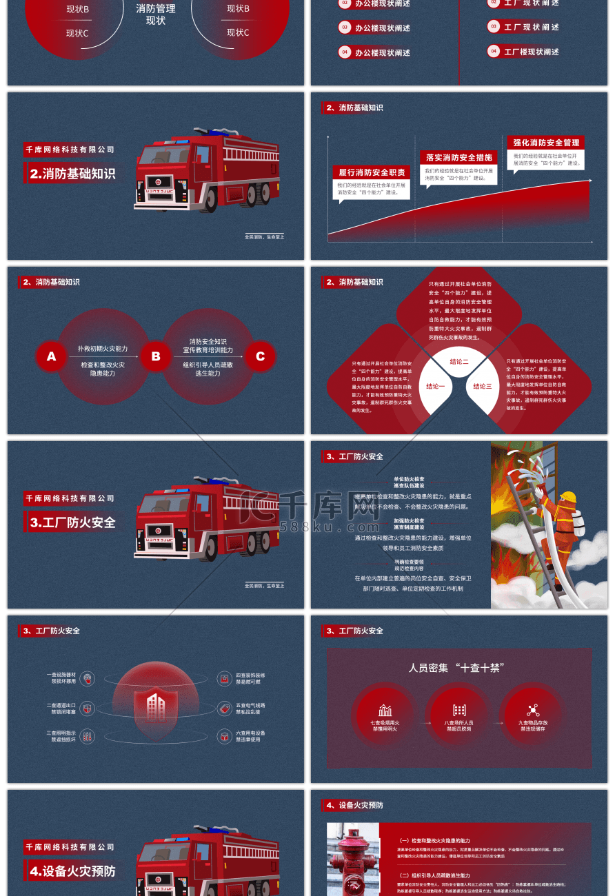 红蓝企业消防安全管理培训PPT模板