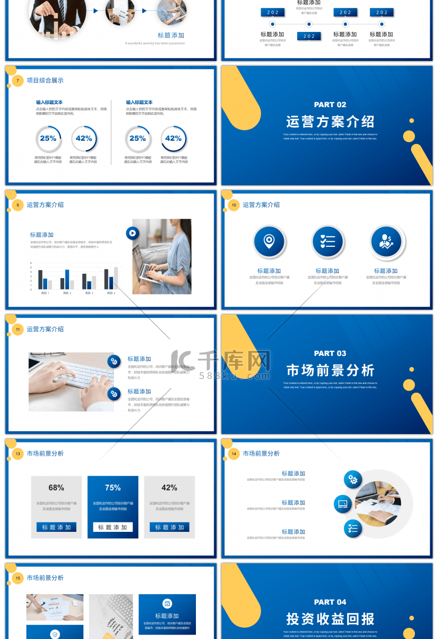 蓝色商务风商业项目投资报告PPT模板