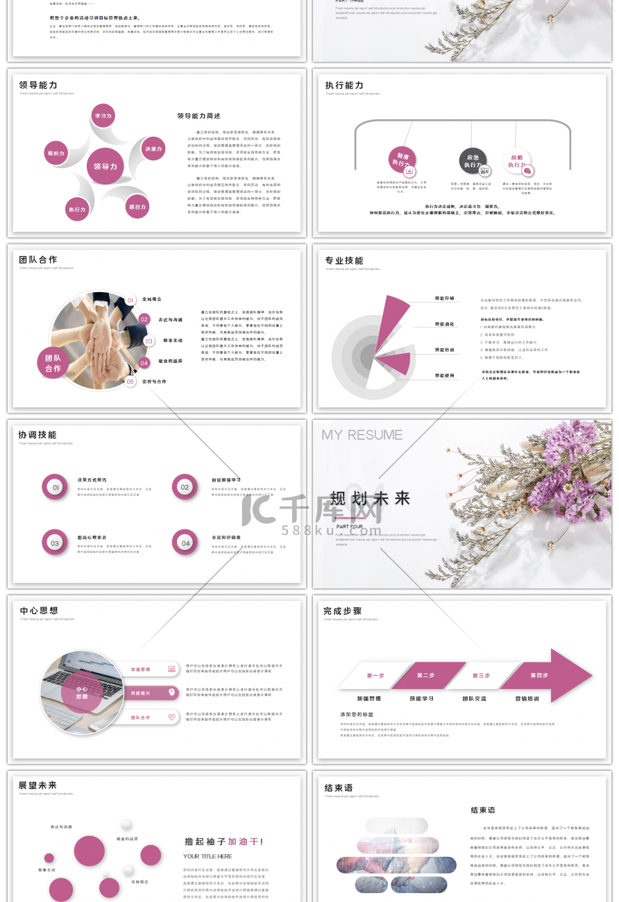 紫色小清新个人简历PPT模板