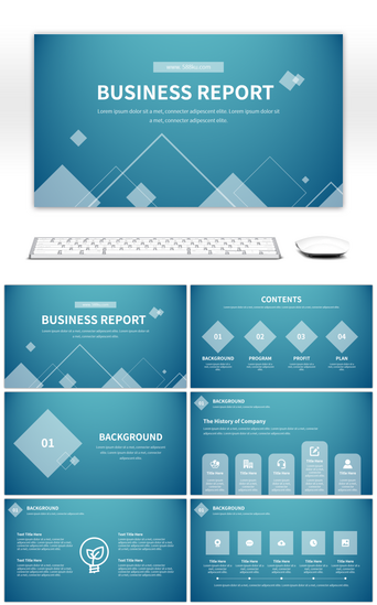 蓝绿渐变风PPT模板_蓝绿渐变IOS风商业合作计划书PPT模板