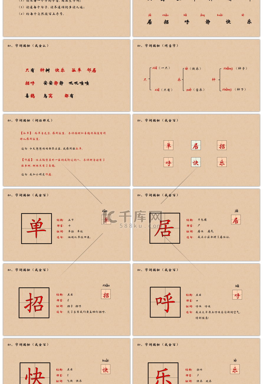 人教版一年级语文下册树和喜鹊PPT课件