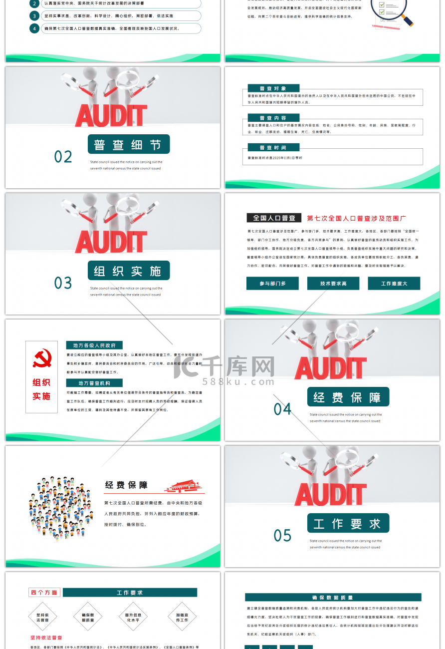 绿色开展第七次全国人口普查宣传PPT模板