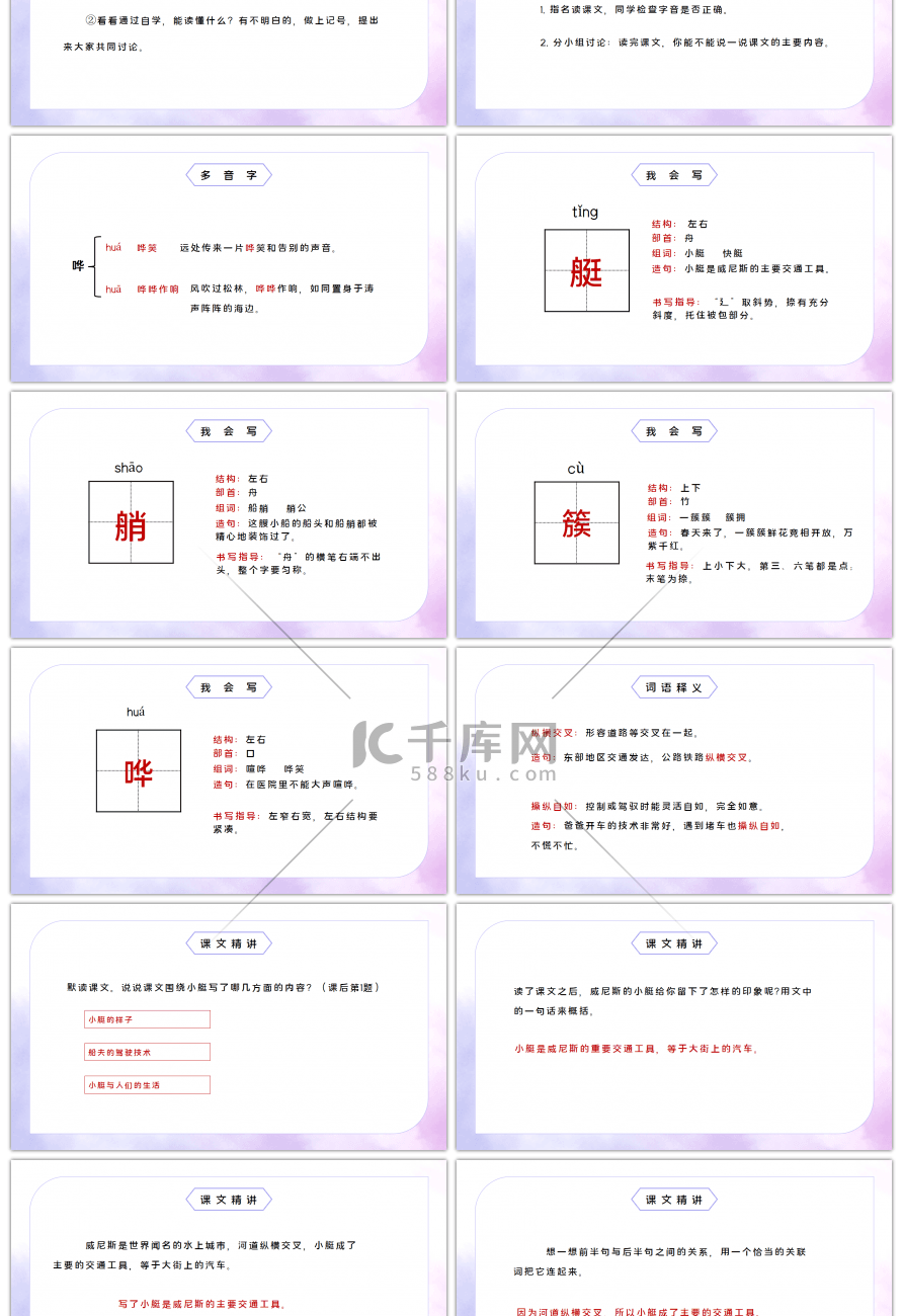 部编版五年级语文下册威尼斯的小艇PPT课