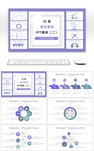 20套紫色商务PPT图表合集（二）