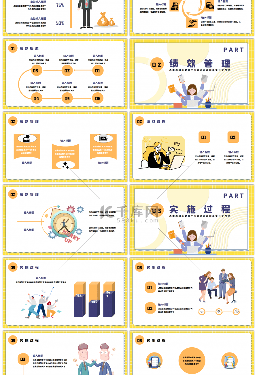 黄色格子简约企业部门业绩考核培训PPT