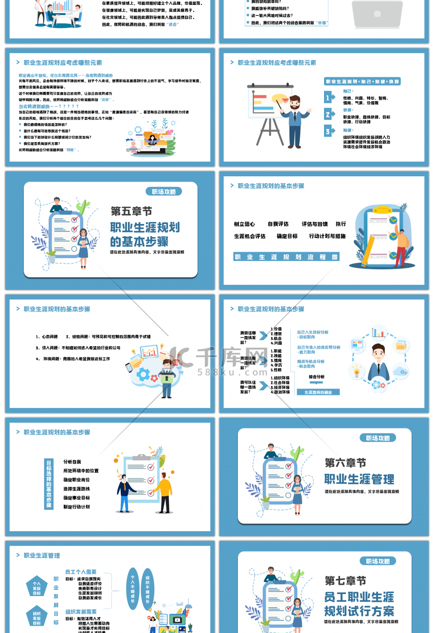 蓝色简约职业生涯规划PPT模板