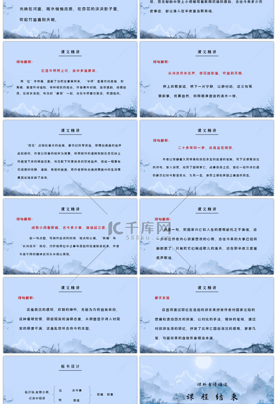 部编版九年级语文下册课外古诗诵读临江仙·夜登小阁，记洛中旧游PPT课件