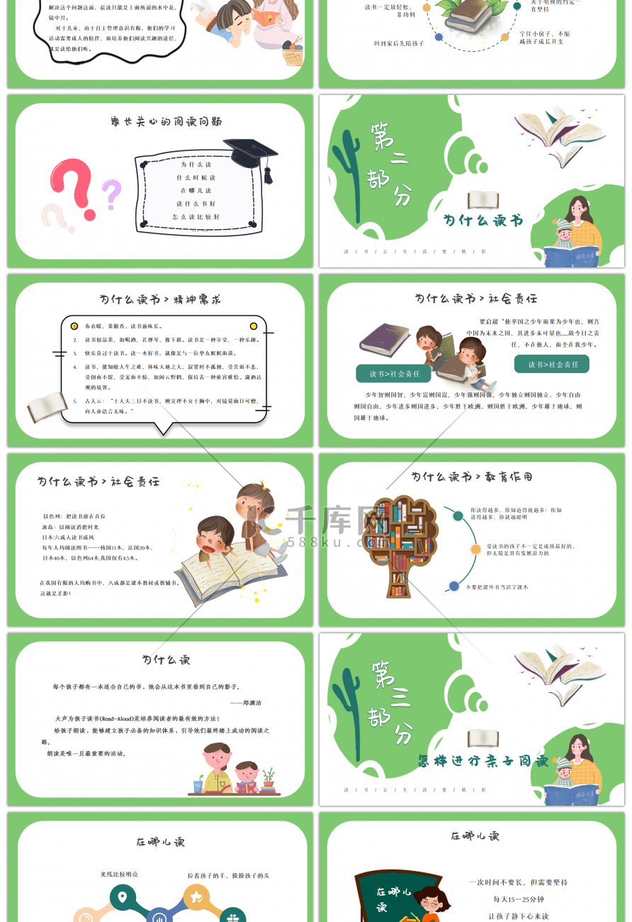 创意卡通亲子阅读主题介绍PPT模板