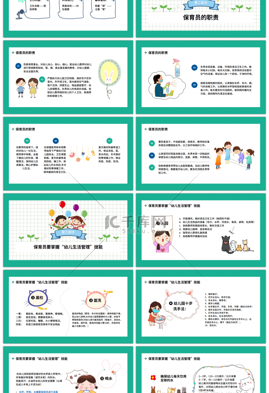 幼儿园保育员知识培训PPT模板