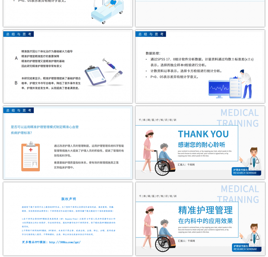 蓝色卡通风精准护理管理培训PPT模板