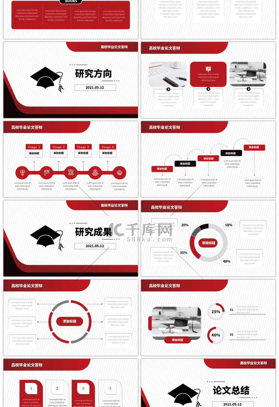 红色简约大气毕业论文答辩PPT模板