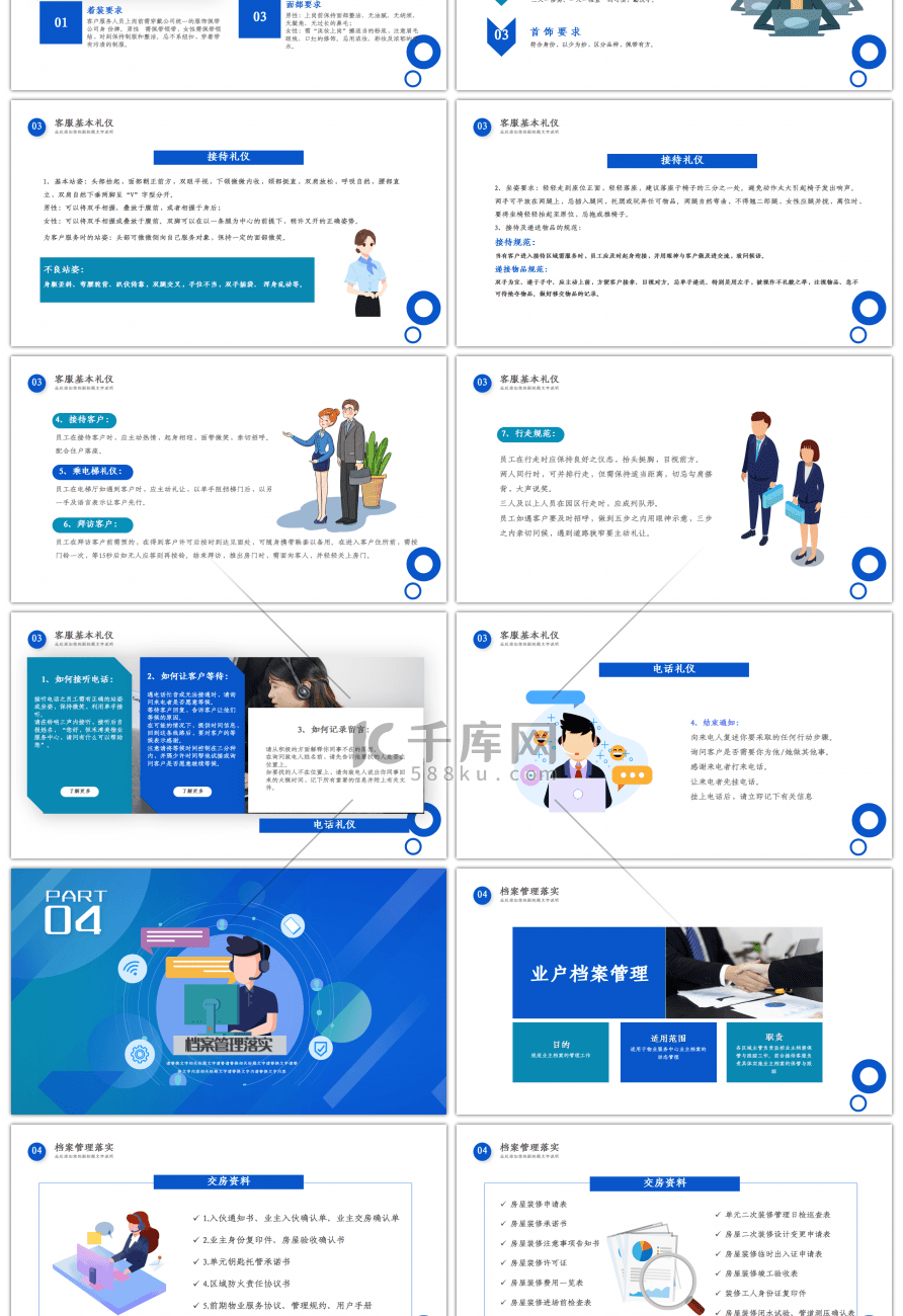 蓝色物业客服技能培训PPT模板