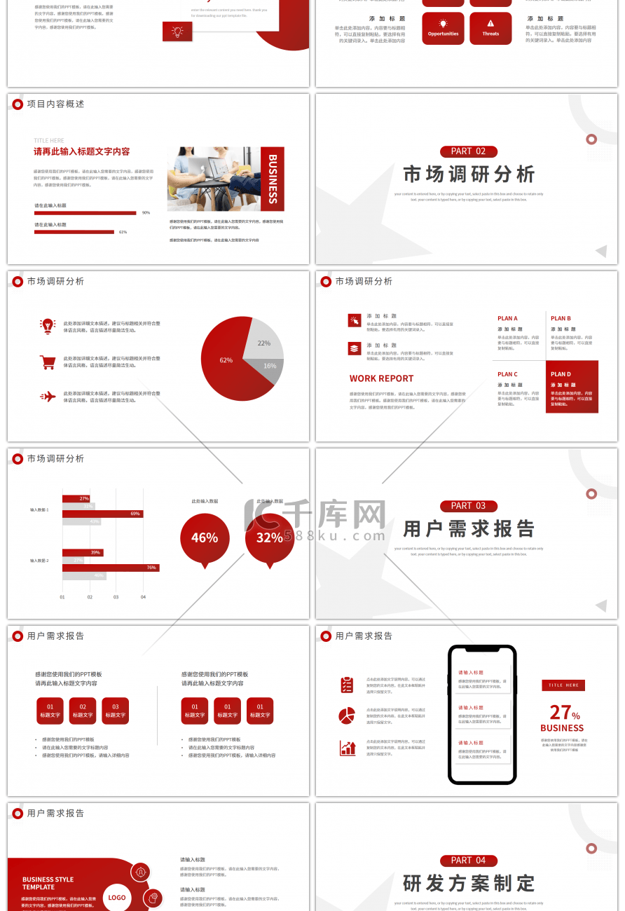 红色商务风商业项目计划书PPT模板