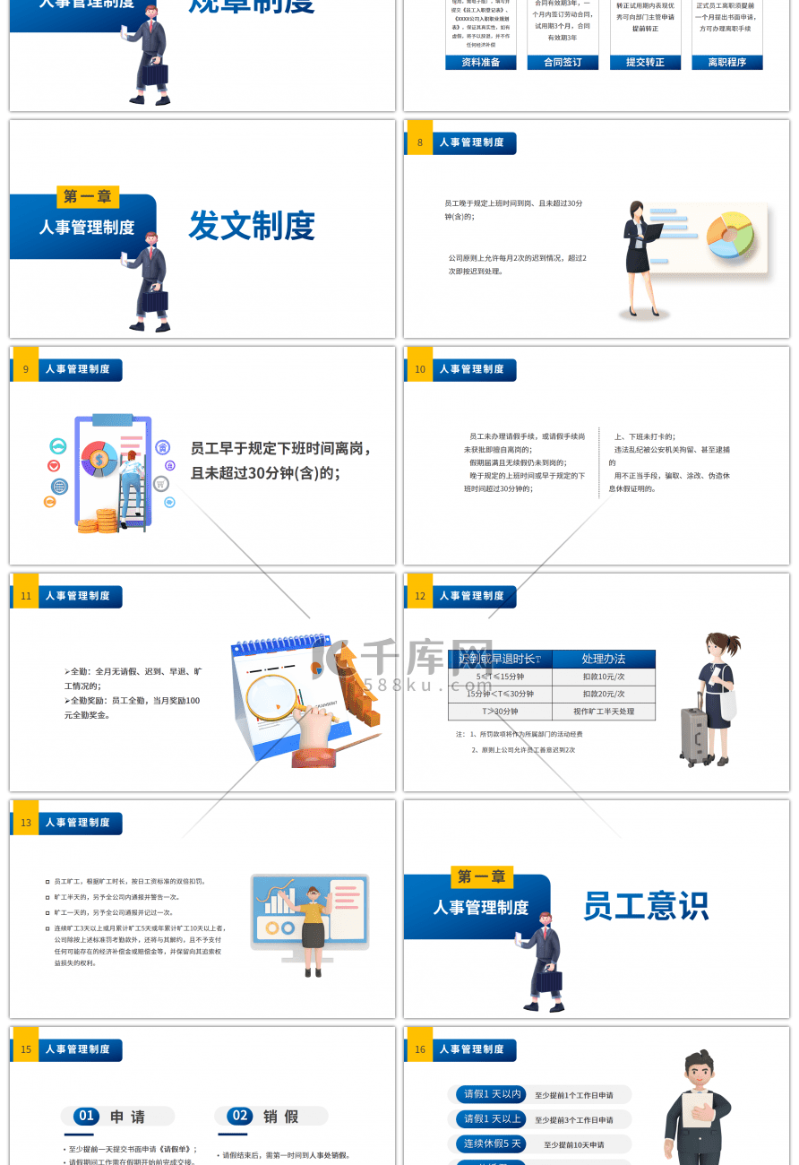 3d人物新员工入职培训手册PPT模板