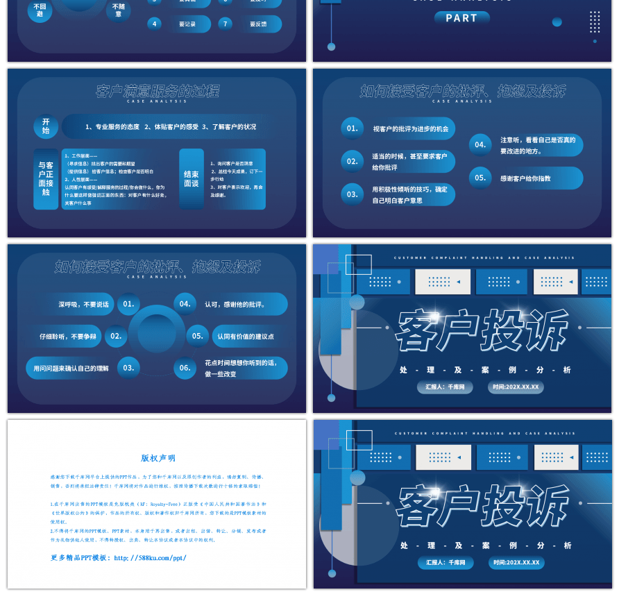 蓝色商务科技风客户投诉工作问题处理ppt模板