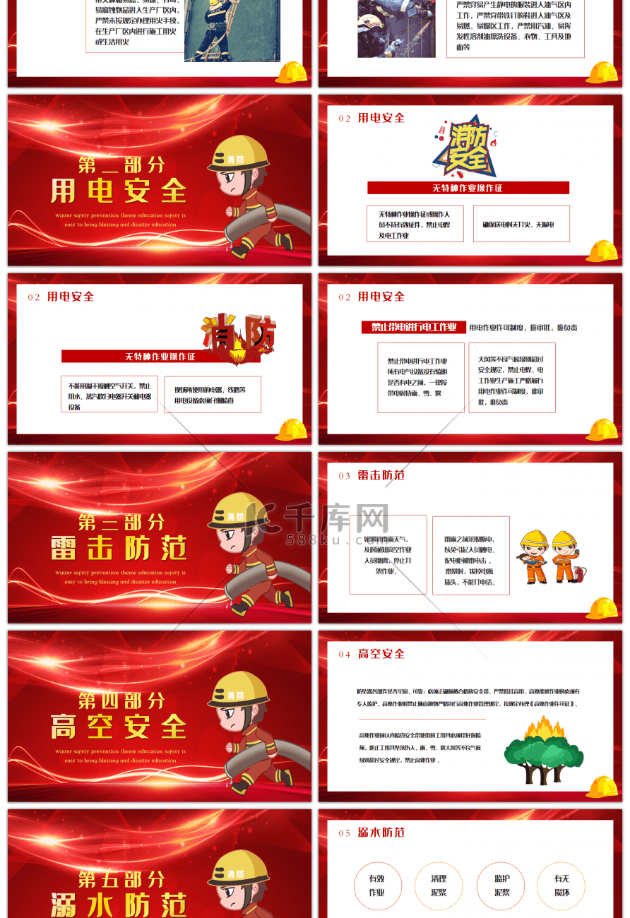 红色安全防火主题教育动态PPT模板