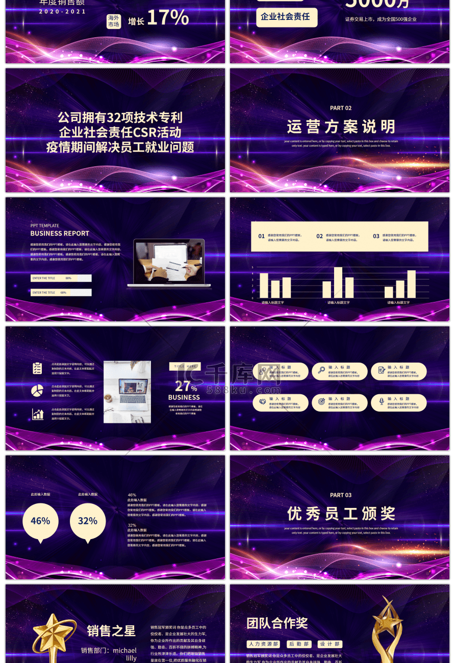 2022年终优秀员工颁奖晚会PPT模板