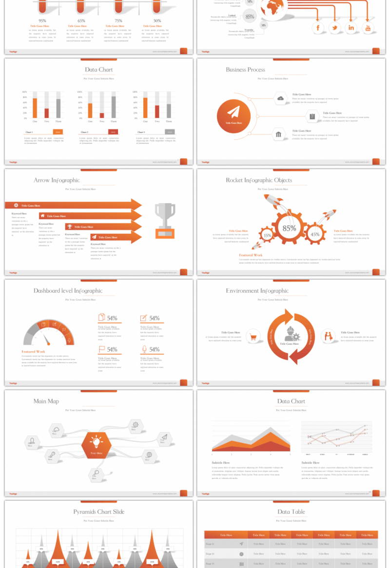 20套橙色商务大气PPT图表合集（二）
