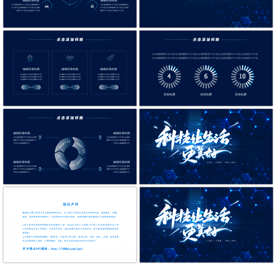 蓝色炫酷科技风科技改变生活PPT模板