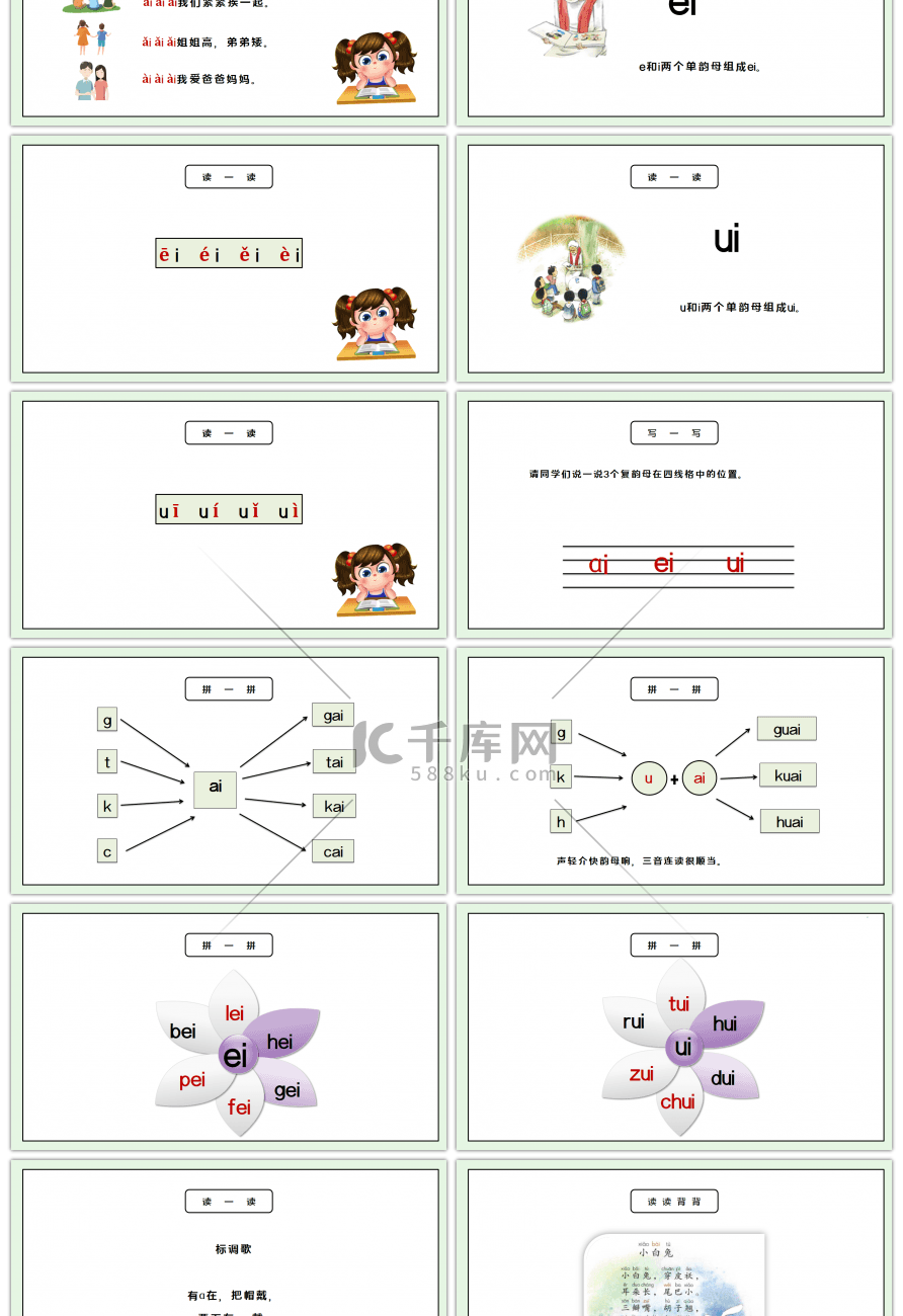 部编版一年级语文上册汉语拼音ɑi ei uiPPT课件