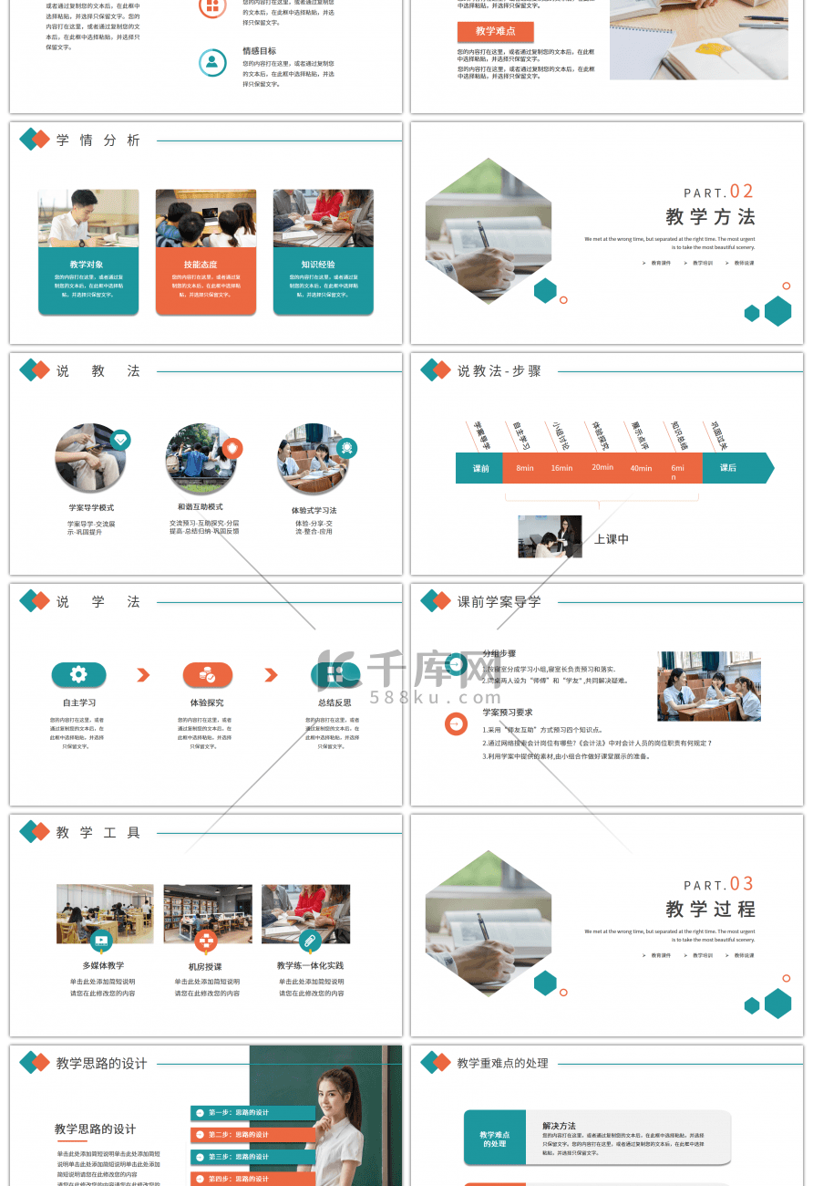 蓝色时尚教学课件PPT模板