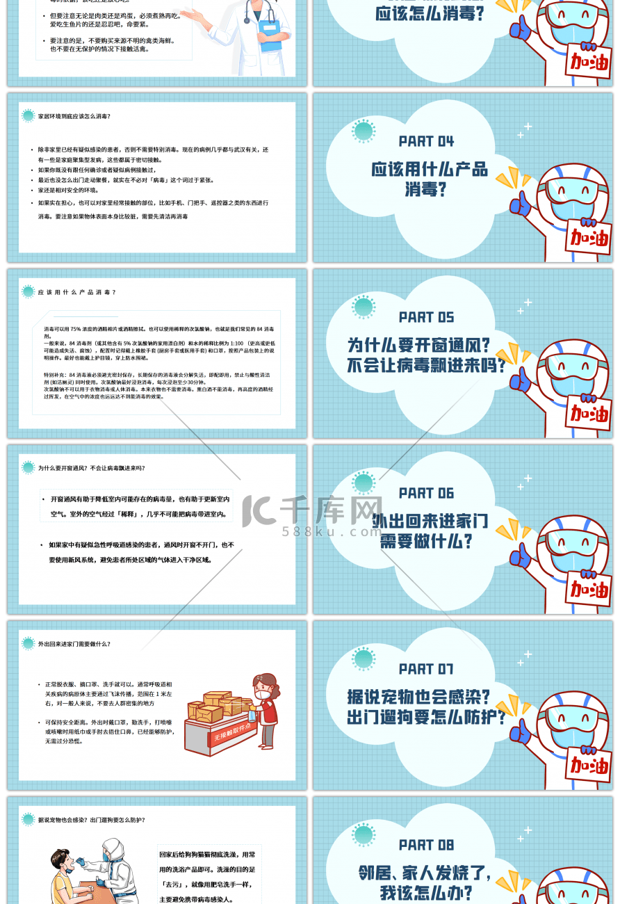 蓝绿色卡通风面对新型管冠状病毒如何安心得